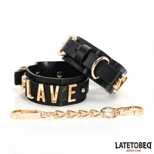 Slave-Fussfesseln mit Goldener Kette von Latetobed BDSM Line