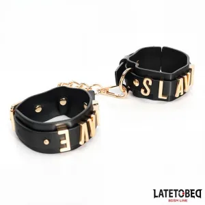 Slave-Fussfesseln mit Goldener Kette von Latetobed BDSM Line