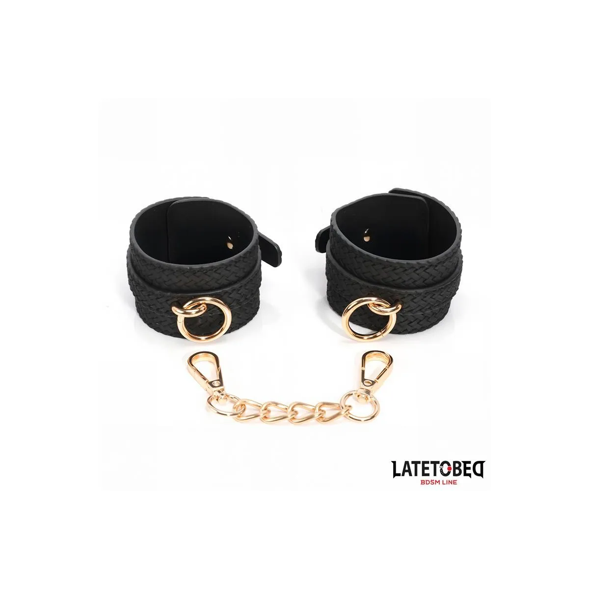 Handfesseln mit Webmuster Goldene Kette von Latetobed BDSM Line | Fesselliebe.de