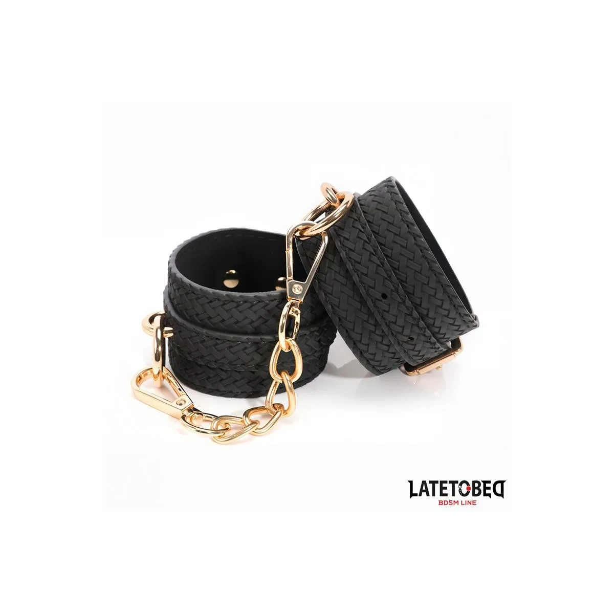 Handfesseln mit Webmuster Goldene Kette von Latetobed BDSM Line | Fesselliebe.de