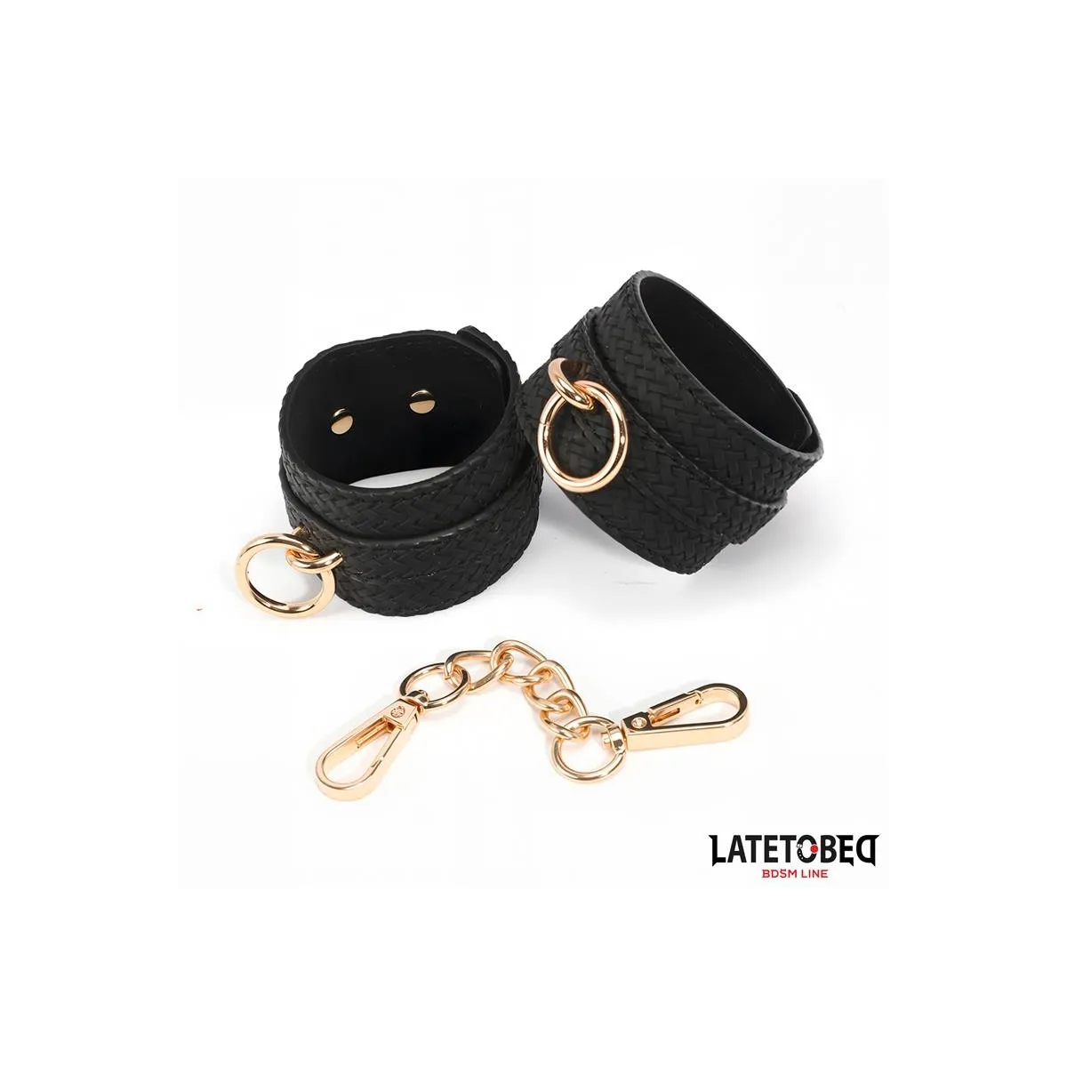 Fussfesseln mit Webmuster und Goldener Kette von Latetobed BDSM Line | Fesselliebe.de