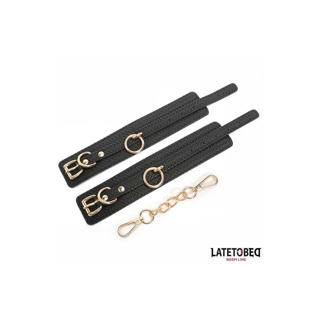 Fussfesseln mit Webmuster und Goldener Kette von Latetobed BDSM Line | Fesselliebe.de