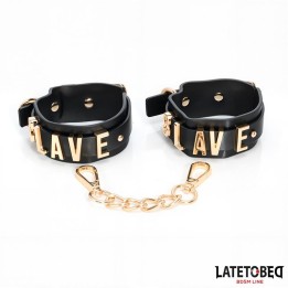 Slave-Handschellen mit Goldener Kette von Latetobed BDSM Line | Fesselliebe.de