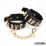 Slave-Handschellen mit Goldener Kette von Latetobed BDSM Line | Fesselliebe.de