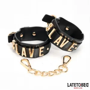 Slave-Handschellen mit Goldener Kette von Latetobed BDSM Line