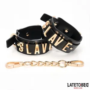 Slave-Handschellen mit Goldener Kette von Latetobed BDSM Line
