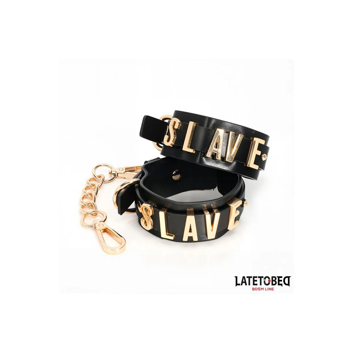 Slave-Handschellen mit Goldener Kette von Latetobed BDSM Line | Fesselliebe.de