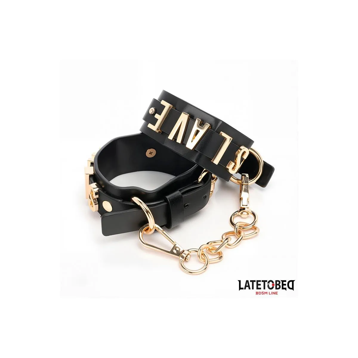 Slave-Handschellen mit Goldener Kette von Latetobed BDSM Line | Fesselliebe.de