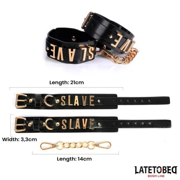 Slave-Handschellen mit Goldener Kette von Latetobed BDSM Line | Fesselliebe.de