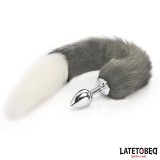 Analplug mit Schwanz Grau und Weiss 40 cm von Latetobed BDSM Line | Fesselliebe.de
