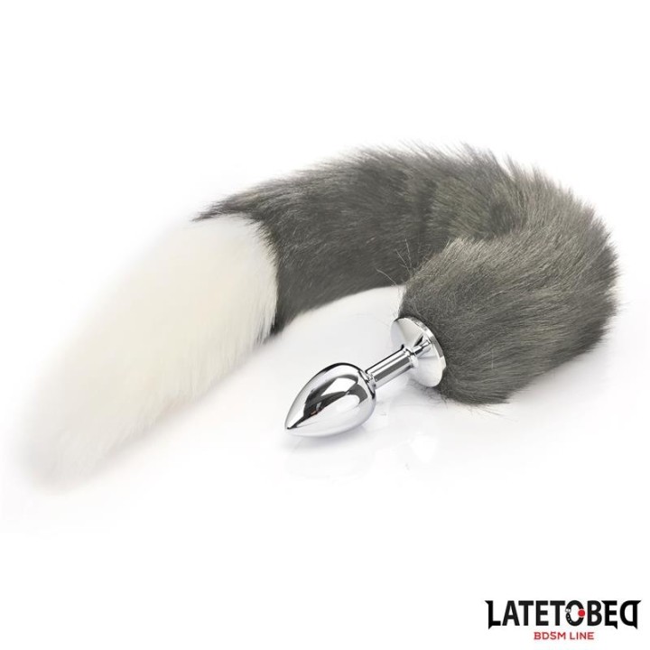 Analplug mit Schwanz Grau und Weiss 40 cm von Latetobed BDSM Line | Fesselliebe.de