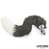 Analplug mit Schwanz Grau und Weiss 40 cm von Latetobed BDSM Line | Fesselliebe.de