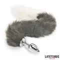 Analplug mit Schwanz Grau und Weiss 40 cm von Latetobed BDSM Line