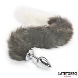 Analplug mit Schwanz Grau und Weiss 40 cm von Latetobed BDSM Line | Fesselliebe.de