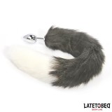 Analplug mit Schwanz Grau und Weiss 40 cm von Latetobed BDSM Line | Fesselliebe.de