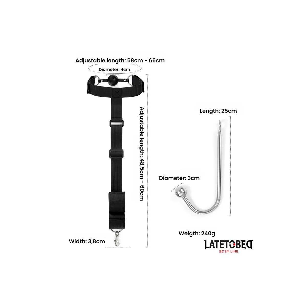 Mundknebel mit Manschette und Analhaken von Latetobed BDSM Line | Fesselliebe.de