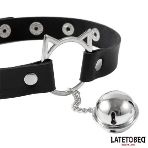 Halsband mit Katzenohren-Ohrringen und Glöckchen von Latetobed BDSM Line