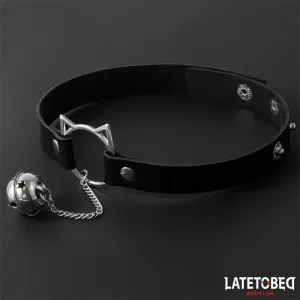 Halsband mit Katzenohren-Ohrringen und Glöckchen von Latetobed BDSM Line
