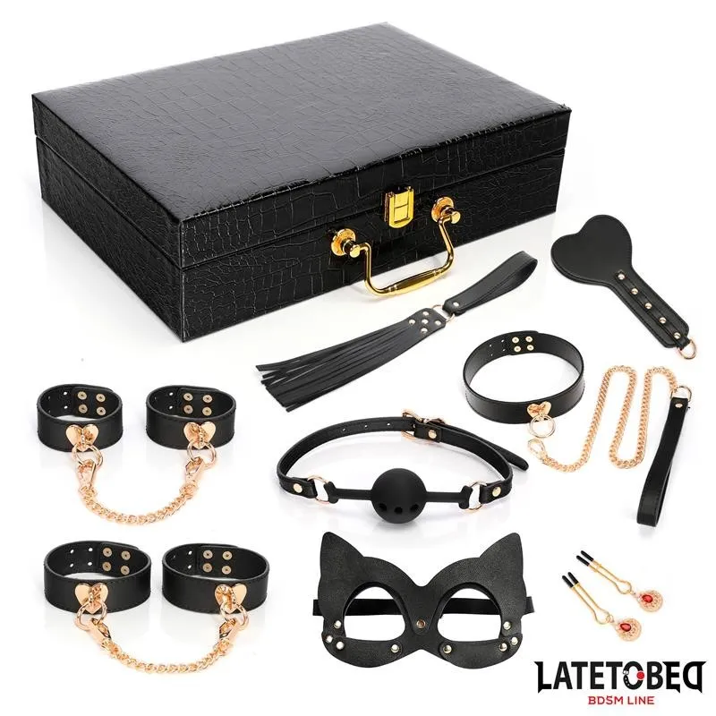 8-Teiliges Leder-Bondage-Set mit Aufbewahrungskoffer von Latetobed BDSM Line | Fesselliebe.de