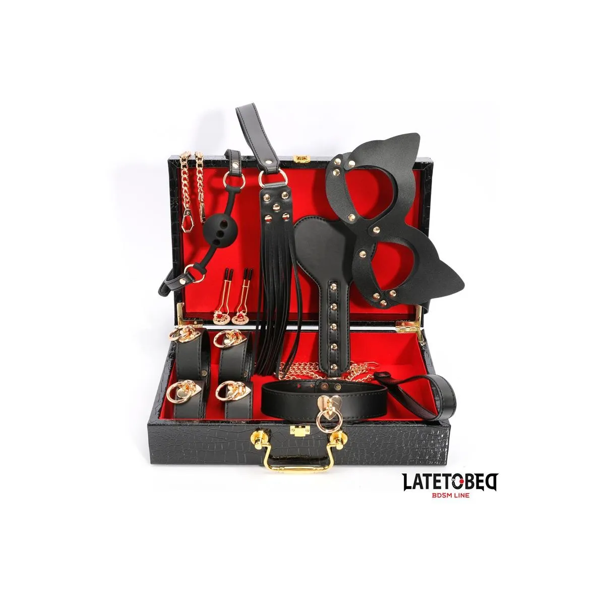 8-Teiliges Leder-Bondage-Set mit Aufbewahrungskoffer von Latetobed BDSM Line | Fesselliebe.de
