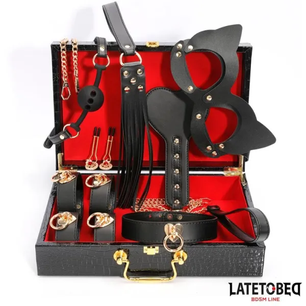 8-Teiliges Leder-Bondage-Set mit Aufbewahrungskoffer von Latetobed BDSM Line | Fesselliebe.de