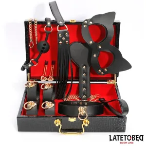 8-Teiliges Leder-Bondage-Set mit Aufbewahrungskoffer von Latetobed BDSM Line