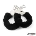 Fellbesetzte Metallfessel Schwarz von Latetobed BDSM Line