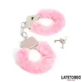 Fellbesetzte Metallfessel Rosa von Latetobed BDSM Line