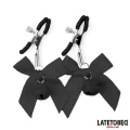 Nippelklemmen mit Glöckchen und Schwarzer Schleife von Latetobed BDSM Line