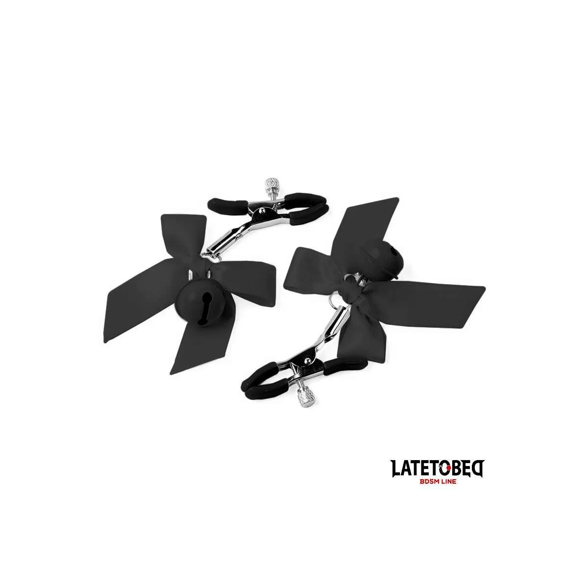 Nippelklemmen mit Glöckchen und Schwarzer Schleife von Latetobed BDSM Line | Fesselliebe.de