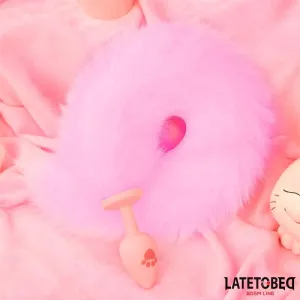 Rosa Silikon-Analplug mit Fuchsschwanz Rosa von Latetobed BDSM Line