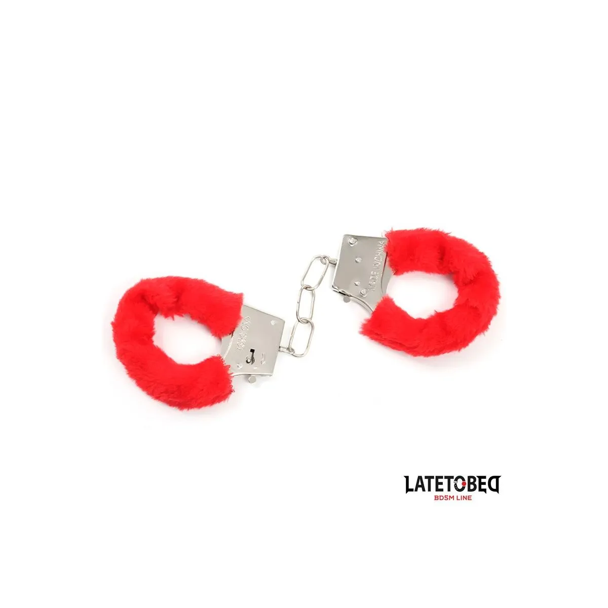 Fellbesetzte Manschette mit Verschluss Rot von Latetobed BDSM Line | Fesselliebe.de