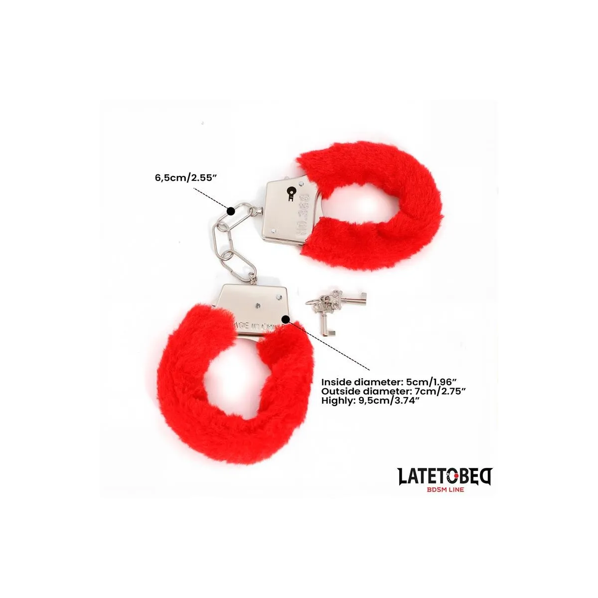 Fellbesetzte Manschette mit Verschluss Rot von Latetobed BDSM Line | Fesselliebe.de