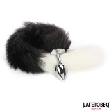 Analplug mit Fuchsschwanz Schwarz-Weiss 40 cm von Latetobed BDSM Line | Fesselliebe.de