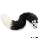 Analplug mit Fuchsschwanz Schwarz-Weiss 40 cm von Latetobed BDSM Line | Fesselliebe.de