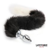 Analplug mit Fuchsschwanz Schwarz-Weiss 40 cm von Latetobed BDSM Line | Fesselliebe.de