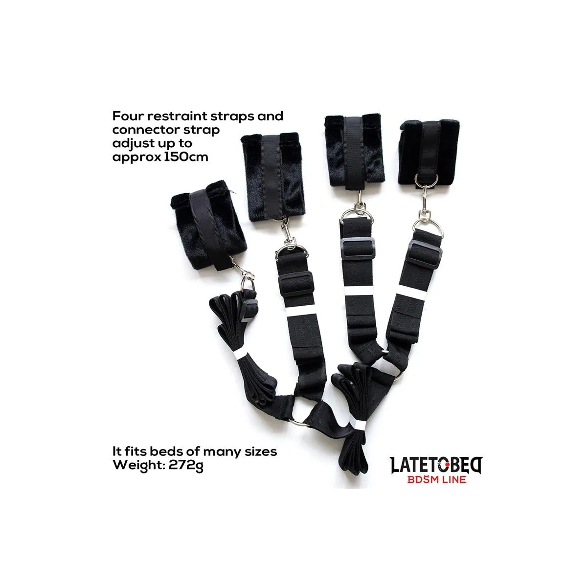 Bettfessel-Set mit Verstellbaren und Abnehmbaren Manschetten von Latetobed BDSM Line | Fesselliebe.de