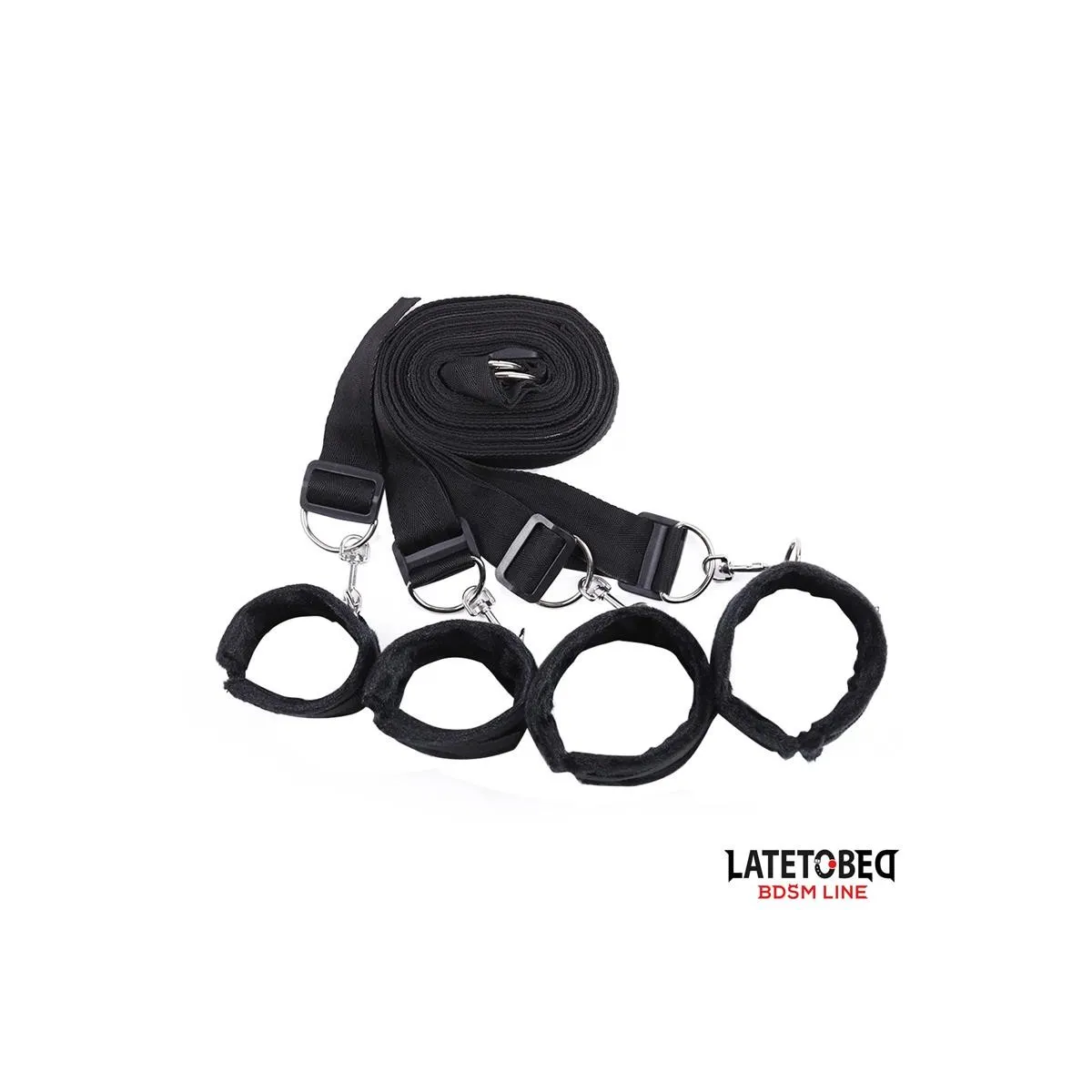 Bettfessel-Set mit Verstellbaren und Abnehmbaren Manschetten von Latetobed BDSM Line | Fesselliebe.de