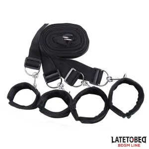 Bettfessel-Set mit Verstellbaren und Abnehmbaren Manschetten von Latetobed BDSM Line