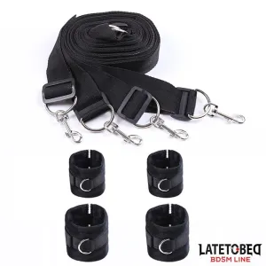 Bettfessel-Set mit Verstellbaren und Abnehmbaren Manschetten von Latetobed BDSM Line