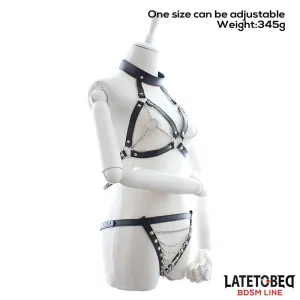 BH und Slip Bondage-Set mit Ketten von Latetobed BDSM Line