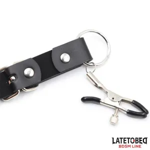 Bein-Bondage-Gurt mit Klitorisklemmen von Latetobed BDSM Line