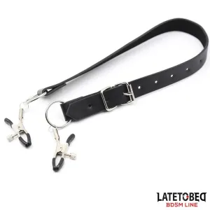 Bein-Bondage-Gurt mit Klitorisklemmen von Latetobed BDSM Line