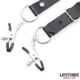 Bein-Bondage-Gurt mit Klitorisklemmen von Latetobed BDSM Line | Fesselliebe.de