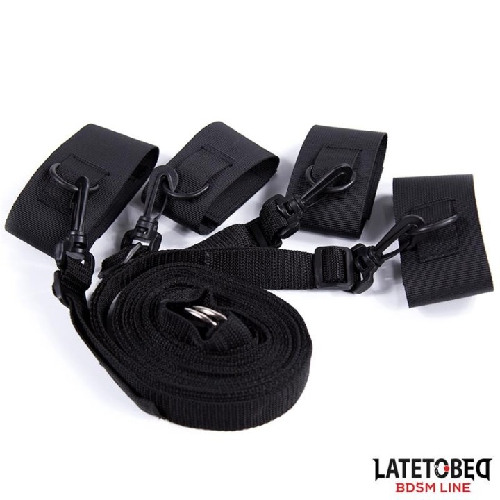 Nylon-Klettverschluss-Bettfesseln mit Kunststoffhaken von Latetobed BDSM Line | Fesselliebe.de