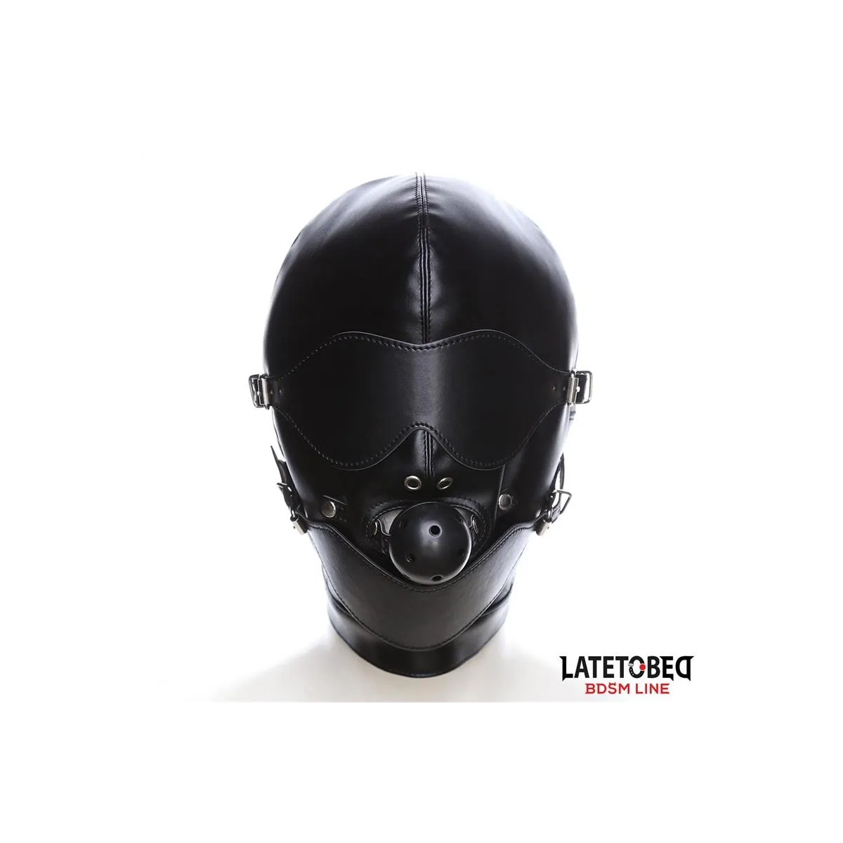 Sklavenhaube mit Augenmaske Atmungsaktiver Knebelball und Verstellbarer Mund von Latetobed BDSM Line | Fesselliebe.de