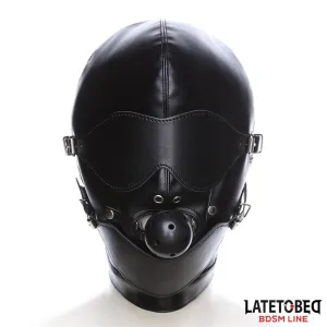 Sklavenhaube mit Augenmaske Atmungsaktiver Knebelball und Verstellbarer Mund von Latetobed BDSM Line | Fesselliebe.de
