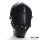 Sklavenhaube mit Augenmaske Atmungsaktiver Knebelball und Verstellbarer Mund von Latetobed BDSM Line | Fesselliebe.de