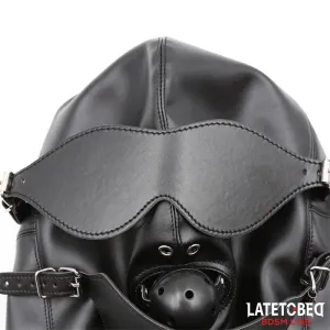 Sklavenhaube mit Augenmaske Atmungsaktiver Knebelball und Verstellbarer Mund von Latetobed BDSM Line