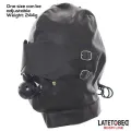 Sklavenhaube mit Augenmaske Atmungsaktiver Knebelball und Verstellbarer Mund von Latetobed BDSM Line